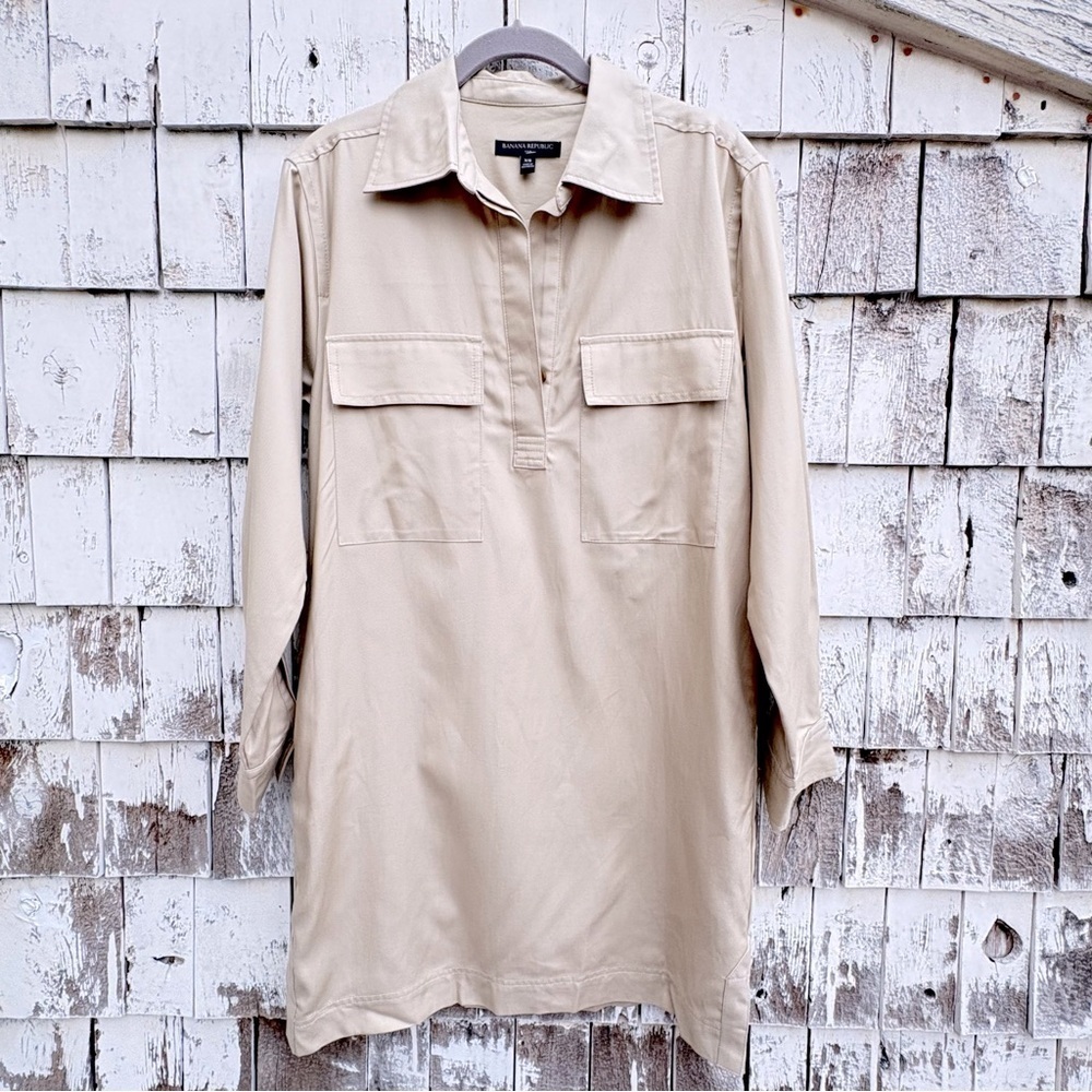Banana Republic Beige Cotton Blend Shirt Dress Sz.XS